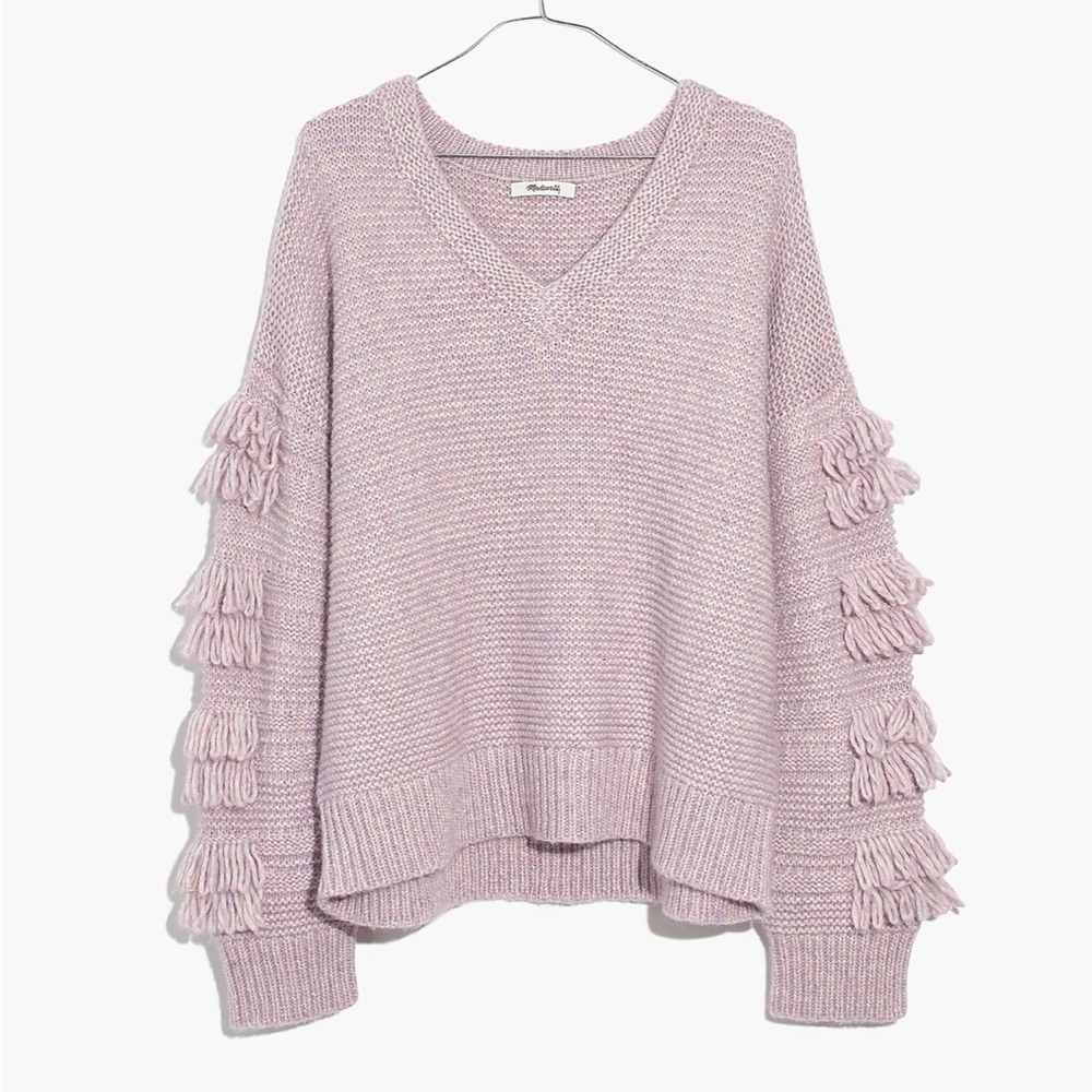 Madewell Fringe-Sleeve Pullover Sweater L - Picture 2 of 8